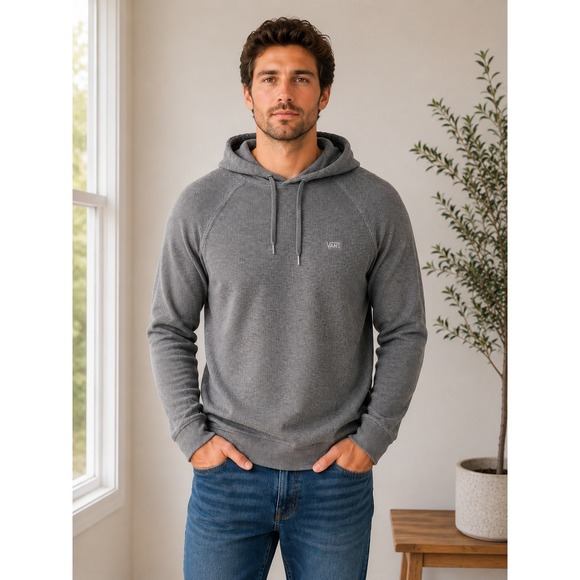 Vans Other - Vans Hoodie Mens M Gray Textured Raglan Pullover Skate Streetwear